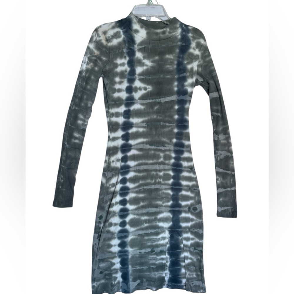 Young Fabulous & Broke green and white  Long Sleeve Dress with slit